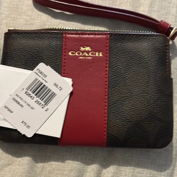 Coach Black and Burgundy Wristlet - Picture 2 of 3